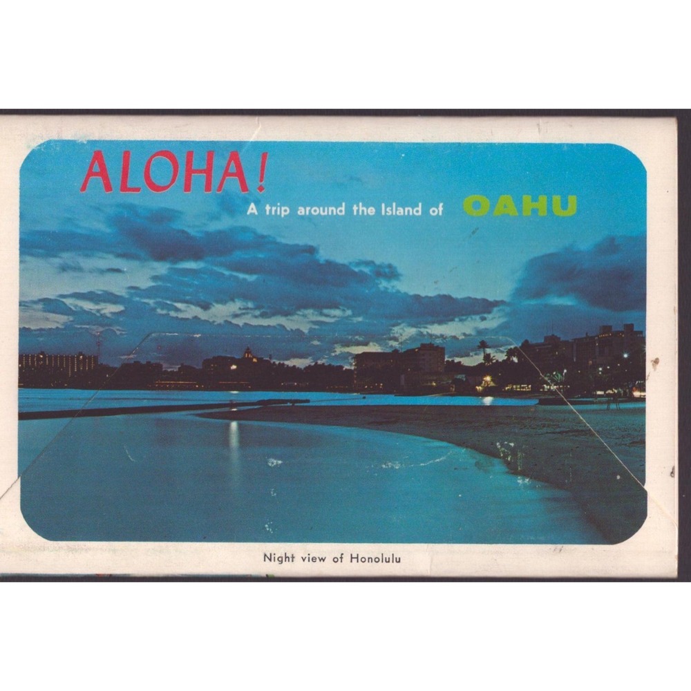 Vintage 1968 Aloha Oahu Hawaii Souvenir Photo Mailer Surfing Waikiki Beach - Picture 2 of 2